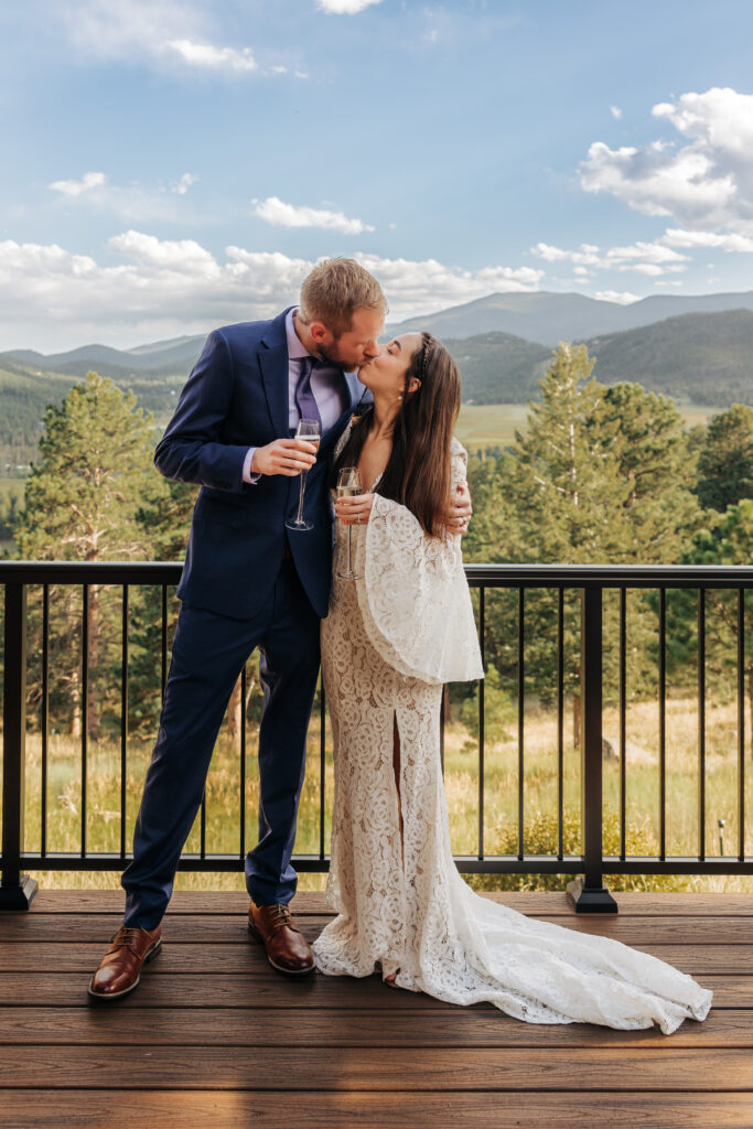 Boulder Wedding Photographer captures groom kissing bride