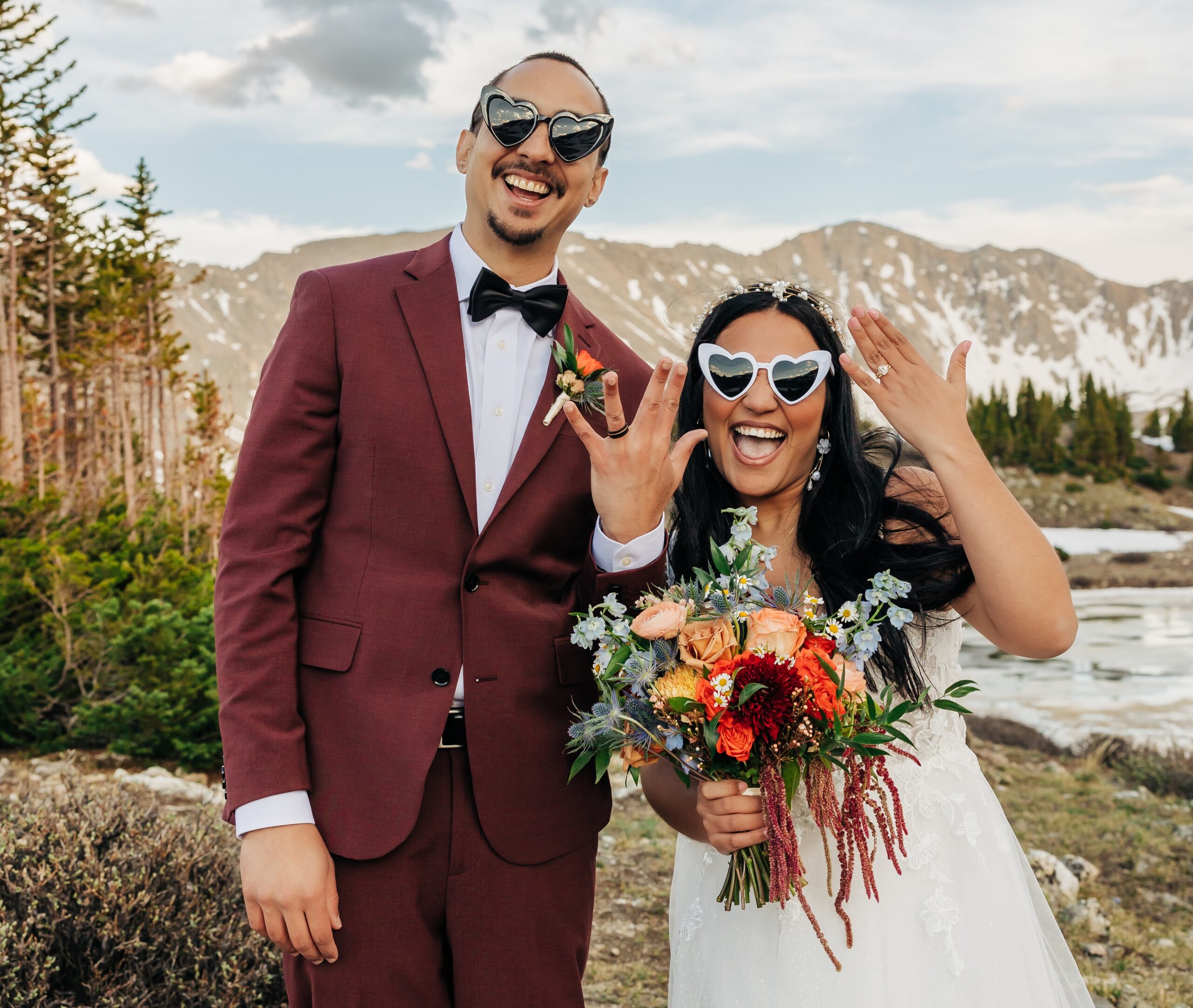 Denver Elopement Photographer captures bride and groom celebrating recent wedding
